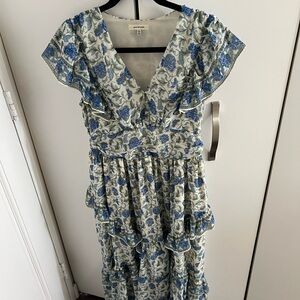 Max Studio Blue and White Floral Maxi Dress